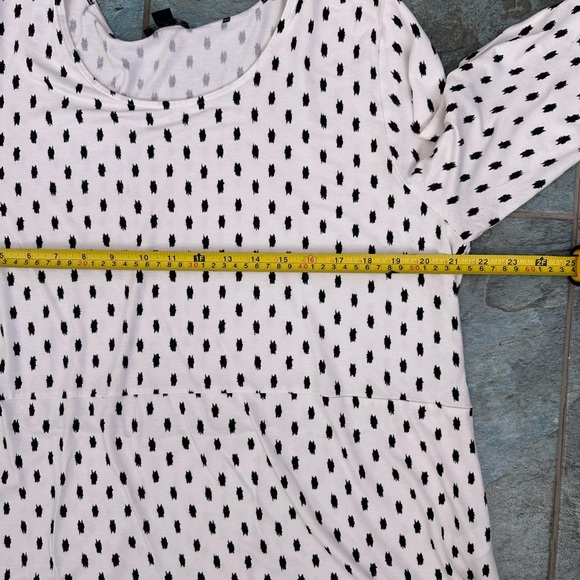 J Jill Wearever Collection White Black Dots Tunic Top XL 3/4 Sleeve Round Neck - Picture 7 of 8